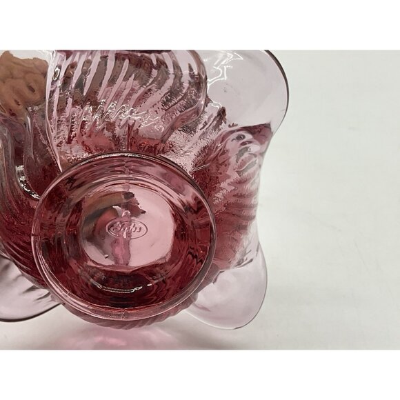 Footed Vintage Fenton Plum Art Glass Basket with Applied Handle 6" Tall Marked - Picture 13 of 16